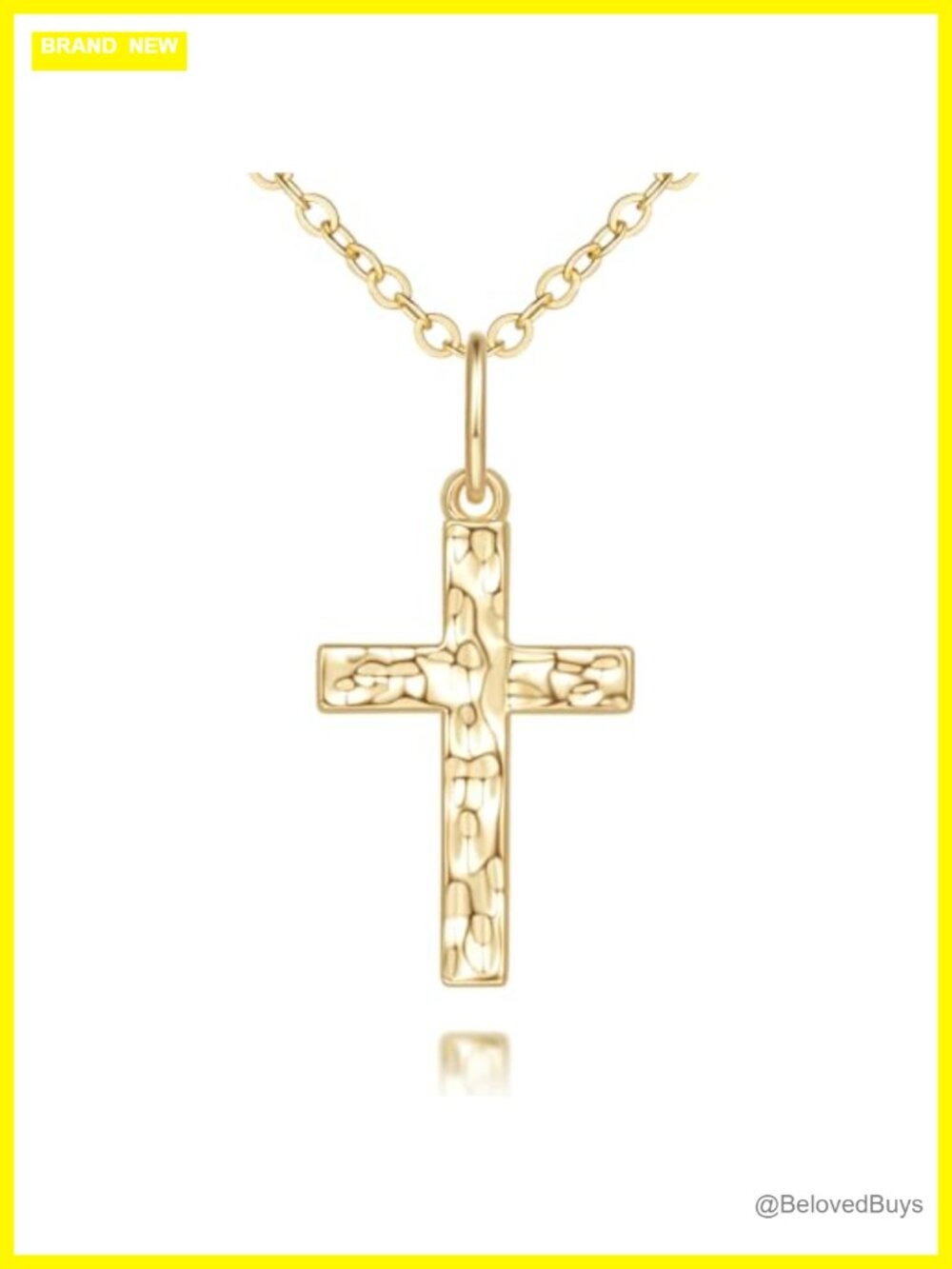 14K Gold Plated Cross Necklace Retro Cable Chain Pendant 22mm
